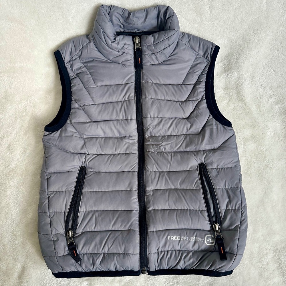 Free Country Extreme Performance Down Puffer Vest Boys XS 5/6 Gray